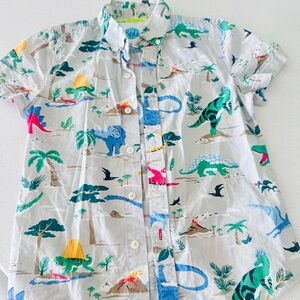 Mini Boden Multicolor Dinosaur Print Button Down Shirt